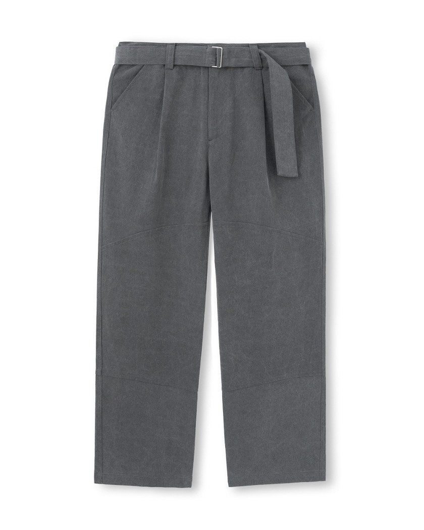 23SS ONE TUCK WASHED BELTED PANTS CHARCOAL
