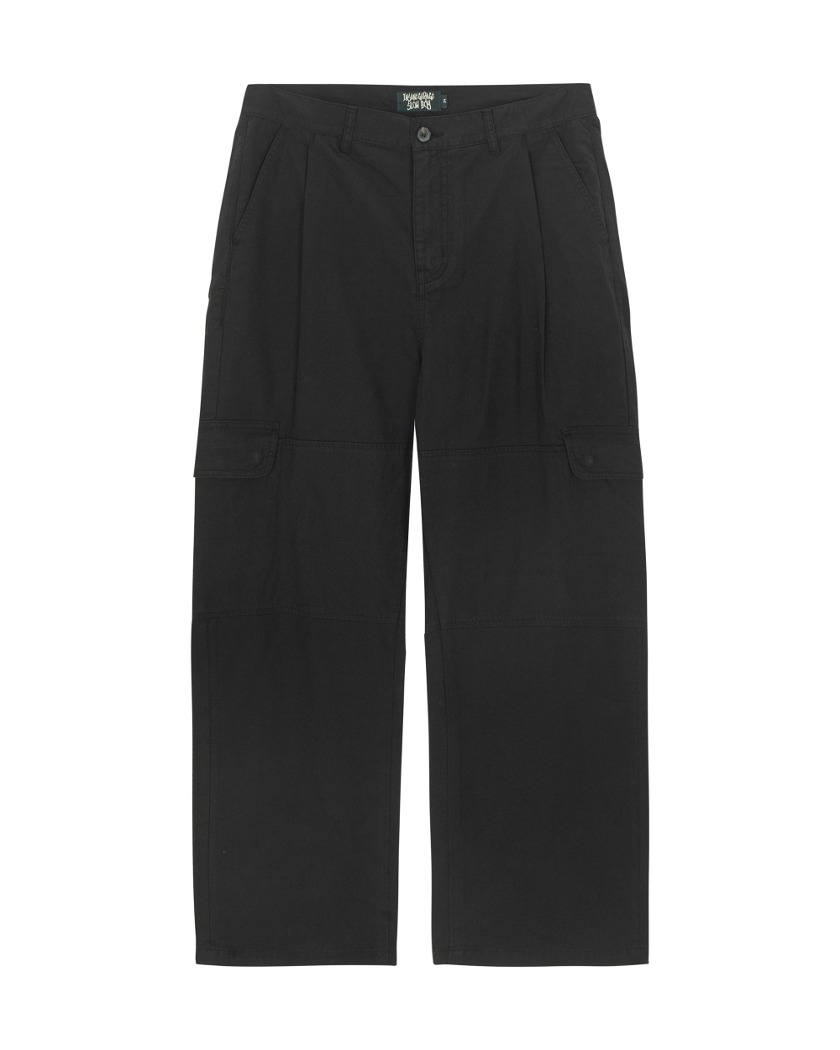WIDE TAPERED FIT CARGO PANTS BLACK