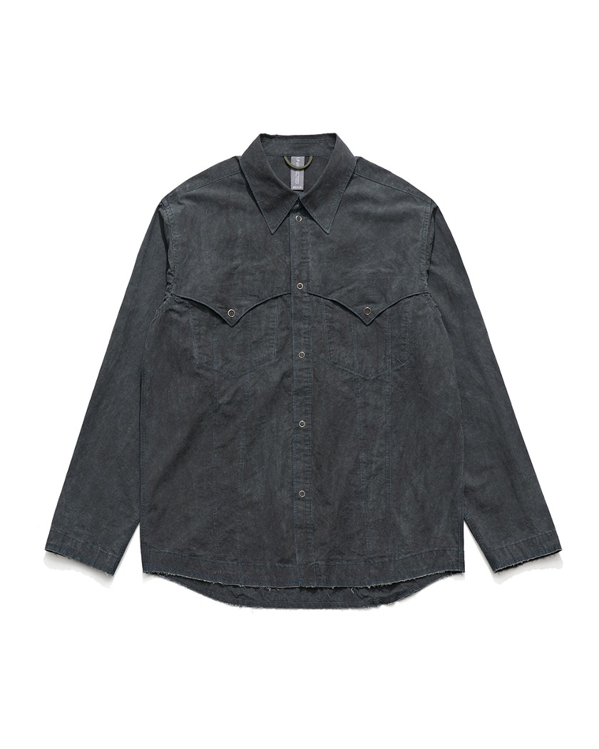 23FW UNAFFECTED CROPPED TRUCKER SHIRT BLACK