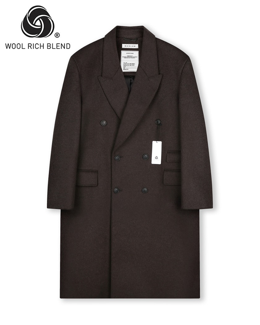 OVERSIZED CASHMERE DOUBLE BREASTED COAT MELANGE BROWN