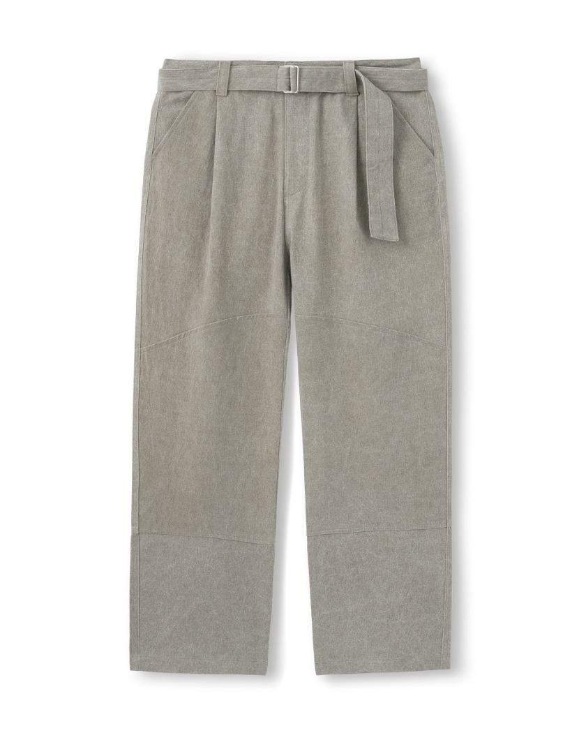 23SS ONE TUCK WASHED BELTED PANTS SAND
